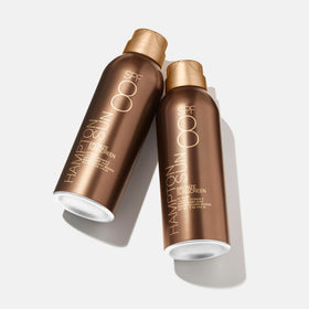 Hampton Sun SPF 8 Bronze mist shows a radiant, oil-free bronze finish