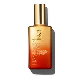 Hampton Sun SPF15 Classic Sun Gel bottle demonstrates lightweight hydration and broad protection