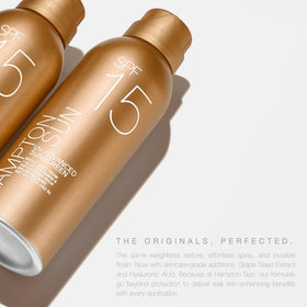Hamptonsun SPF15 continuous-mist dispenses at any angle for versatile outdoor use