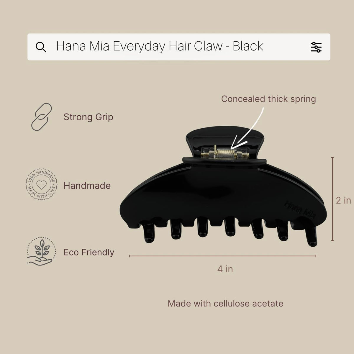 Hana Mia 4-inch ponytail clip for versatile looks.