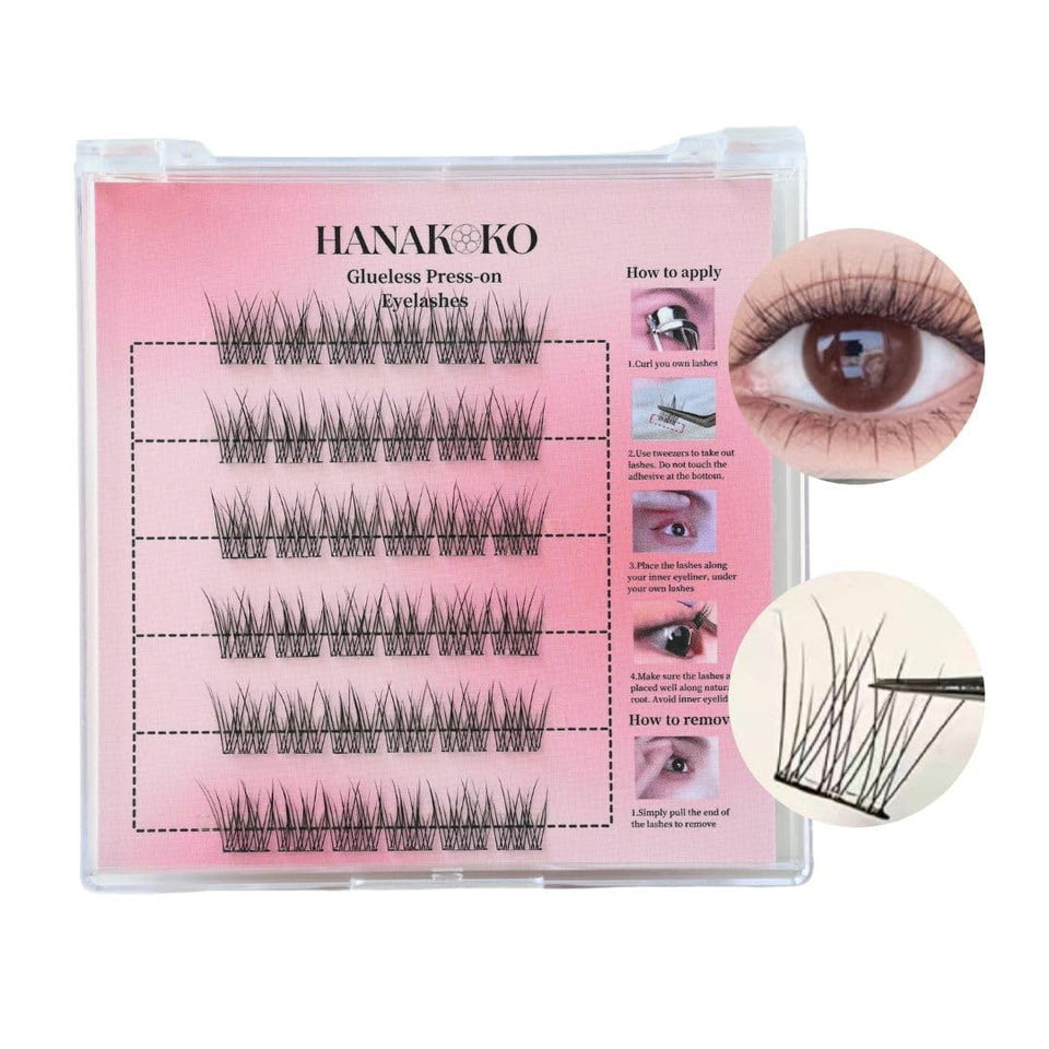 Hanakoko lash clusters with fish tails, 10-13mm, ideal for effortless, mess-free DIY lash styling.