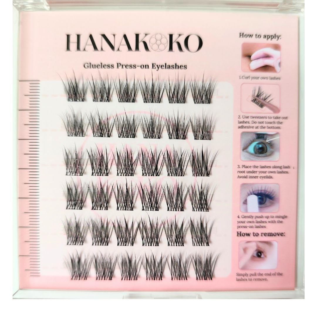 Hanakoko self-adhesive lash clusters with glue-free design for quick application