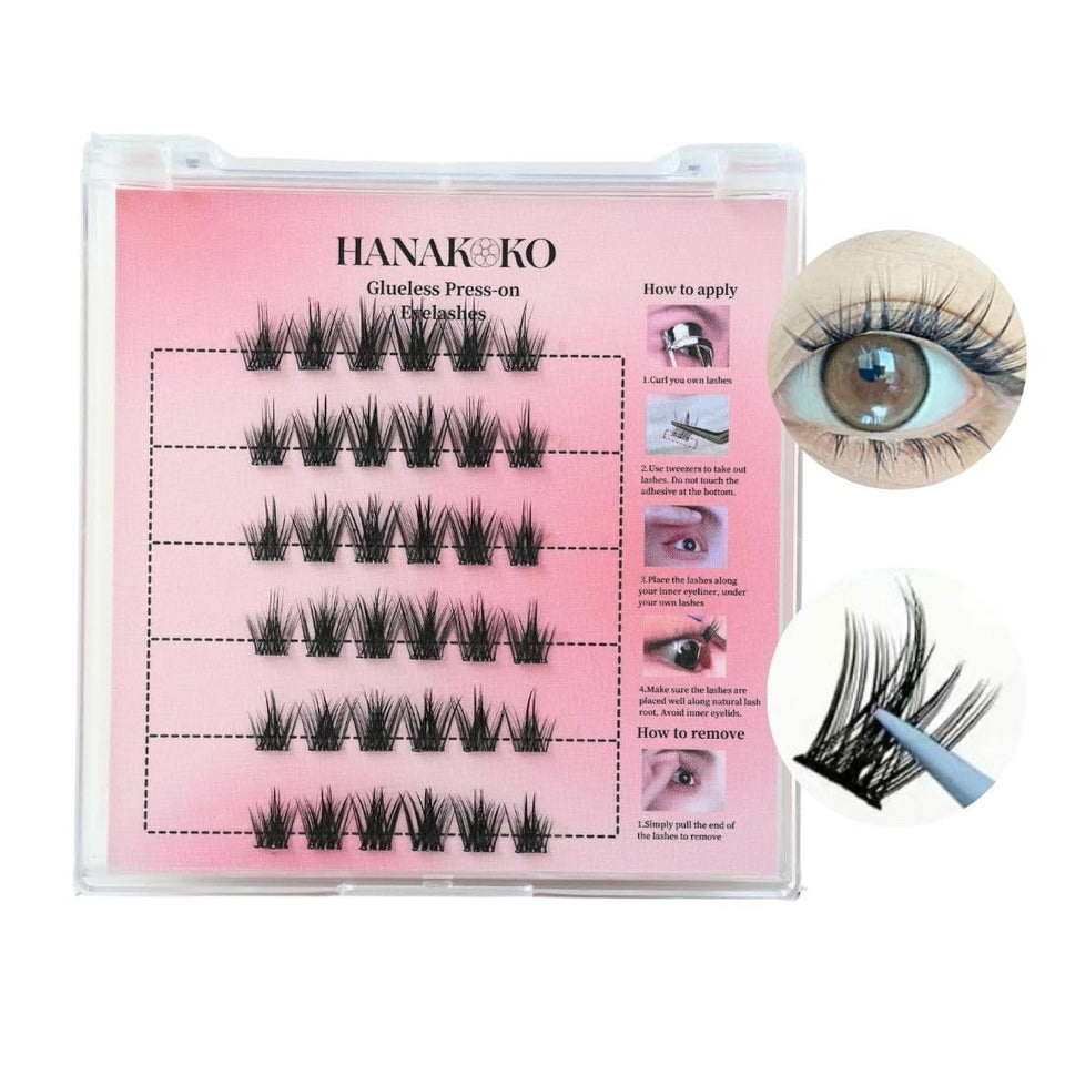 Hanakoko self-adhesive lash clusters in the Pure Wild pack for quick, glue-free wear.