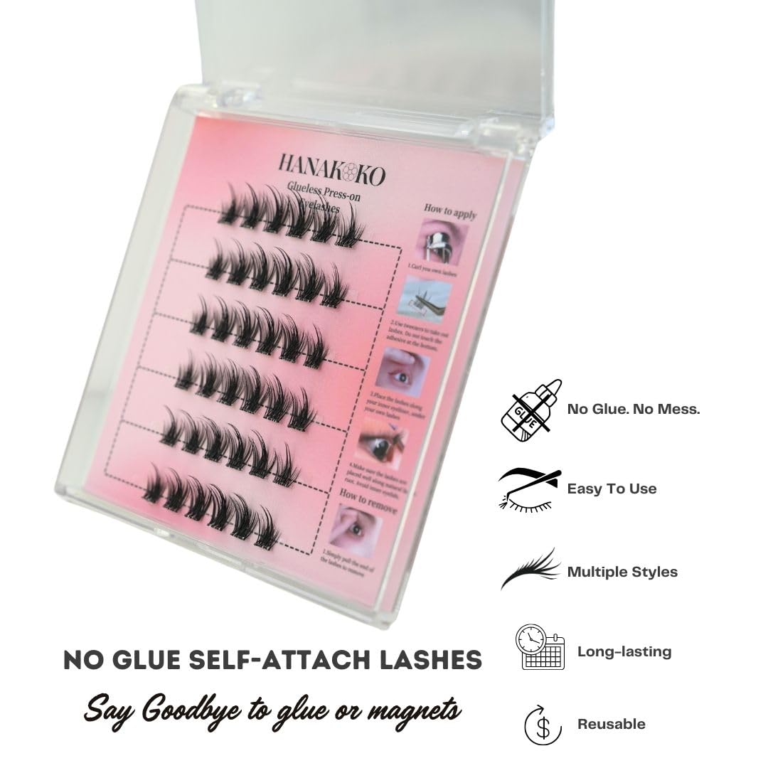 Hanakoko lash clusters with soft gel strip for comfortable, natural-looking wear.