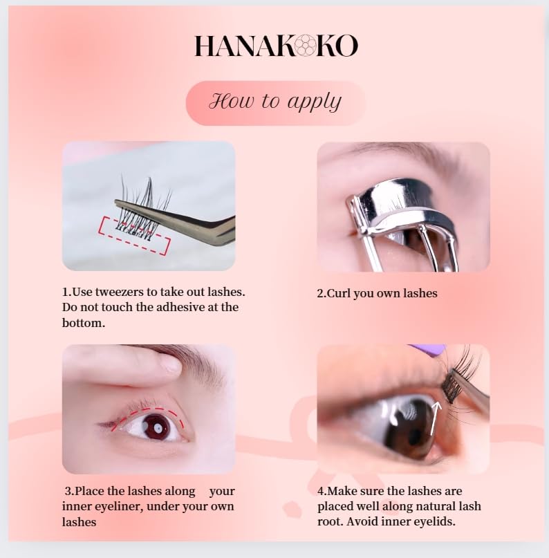 Hanakoko soft gel strip pre-attached for natural-looking fit and comfort.