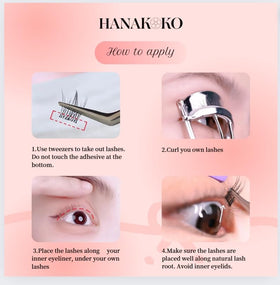 Hanakoko soft gel strip pre-attached for natural-looking fit and comfort.