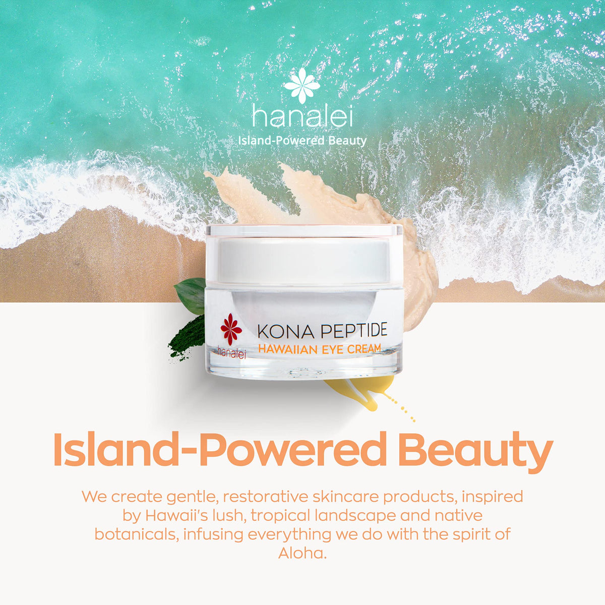 Texture on skin showing absorption of Hanalei Kona Eye Cream