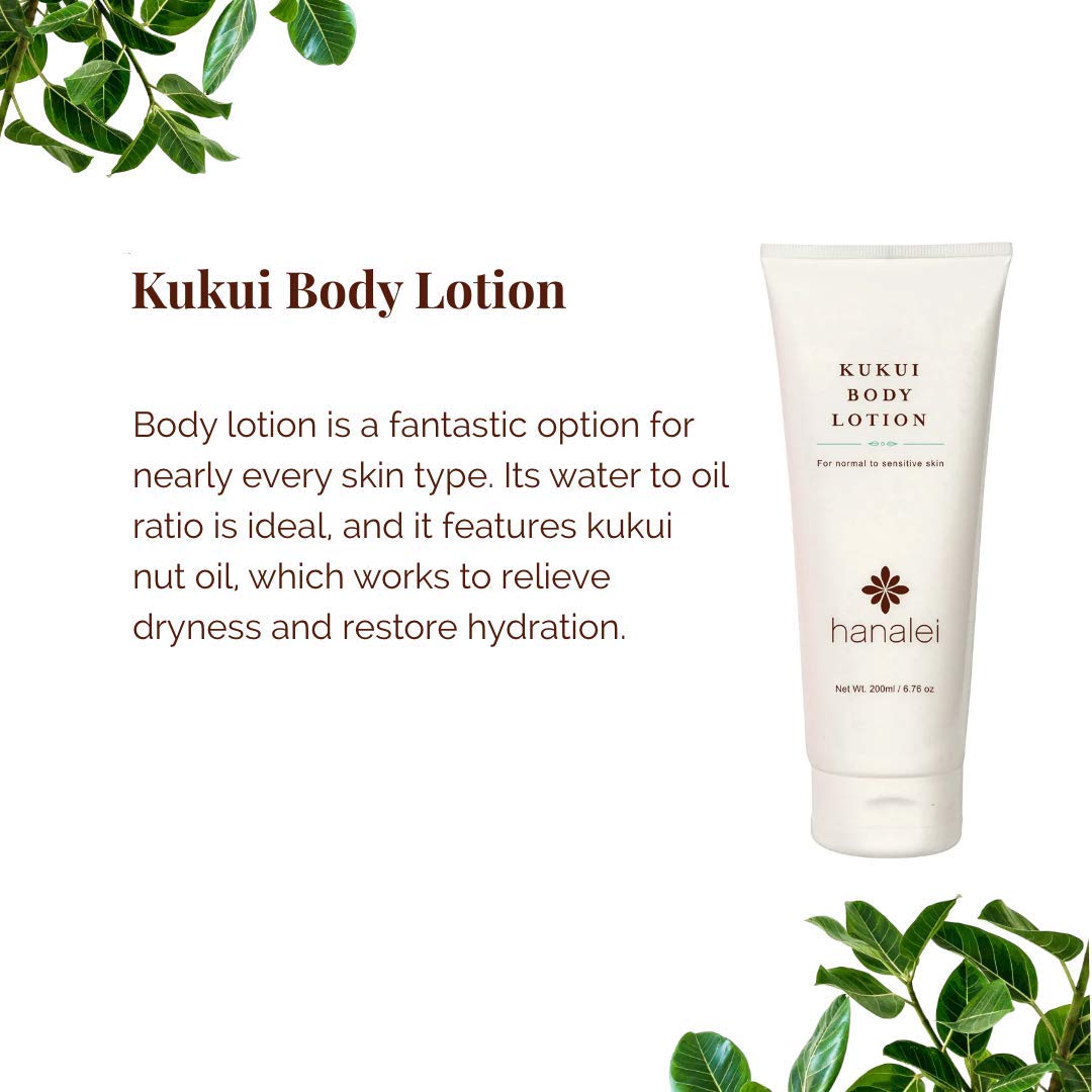 Hands applying Hanalei Kukui Body Lotion for quick absorption and softness