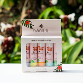 Kukui oil in Hanalei lip balm highlights nourishing fatty acids for lips.