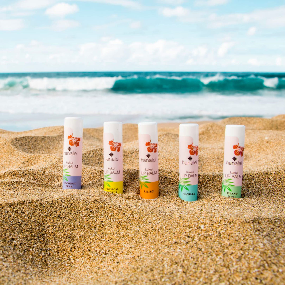 Hanalei lip balm Lilikoi tube nourishes lips with tropical flavor and comfort.