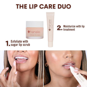Close-up of Hanalei Lip Care Duo packaging for daily lip care