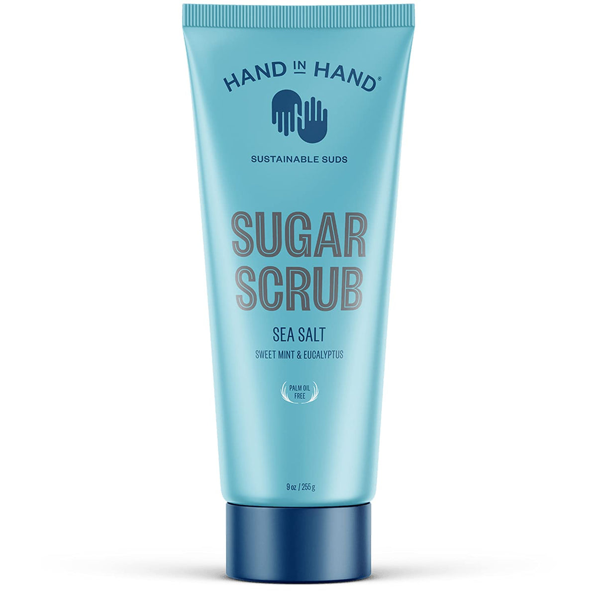 Hand in Hand Sugar Scrub bottle pour for smooth application and gentle exfoliation.