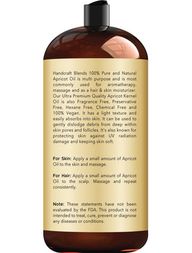 Handcraft Blends Apricot Kernel Oil for hair adds shine without greasiness.
