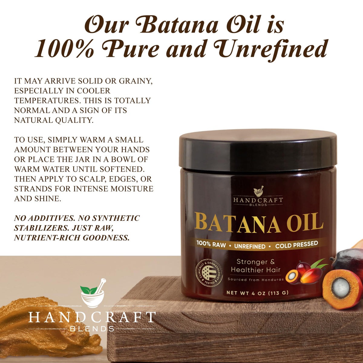 Handcraft Blends Batana oil application to scalp showing moisture boost.