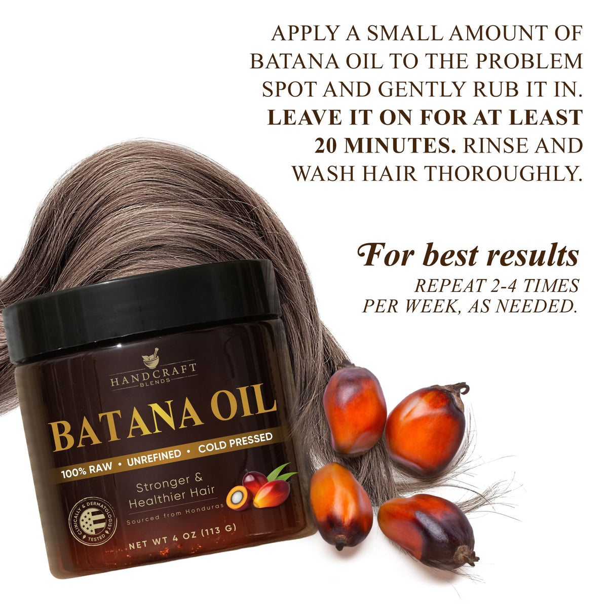 Handcraft Blends Batana oil hexane-free cruelty-free label visible.