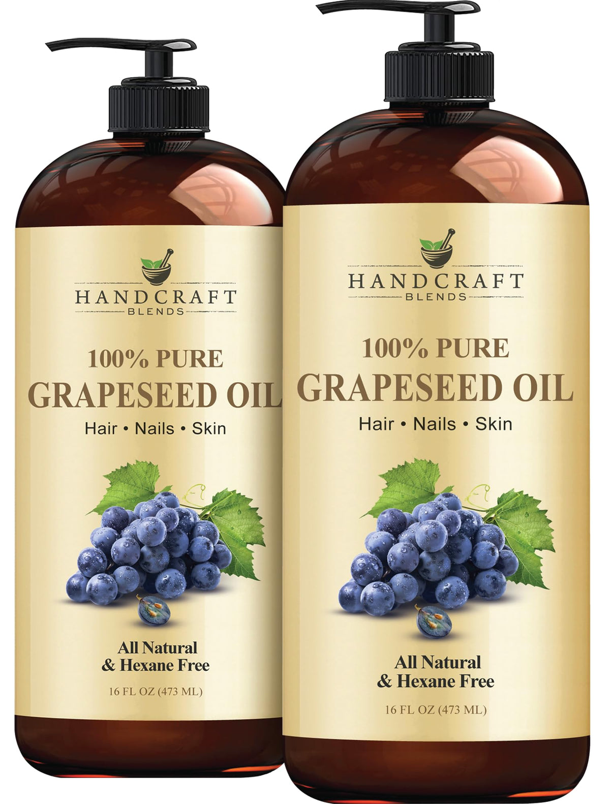 Handcraft Blends Grapeseed Oil bottle on shelf shows fragrance-free skin care versatility.