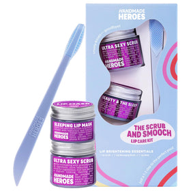 Handmade Heroes Bakuchiol Lip Scrub 3pc set packaging for vegan lip care