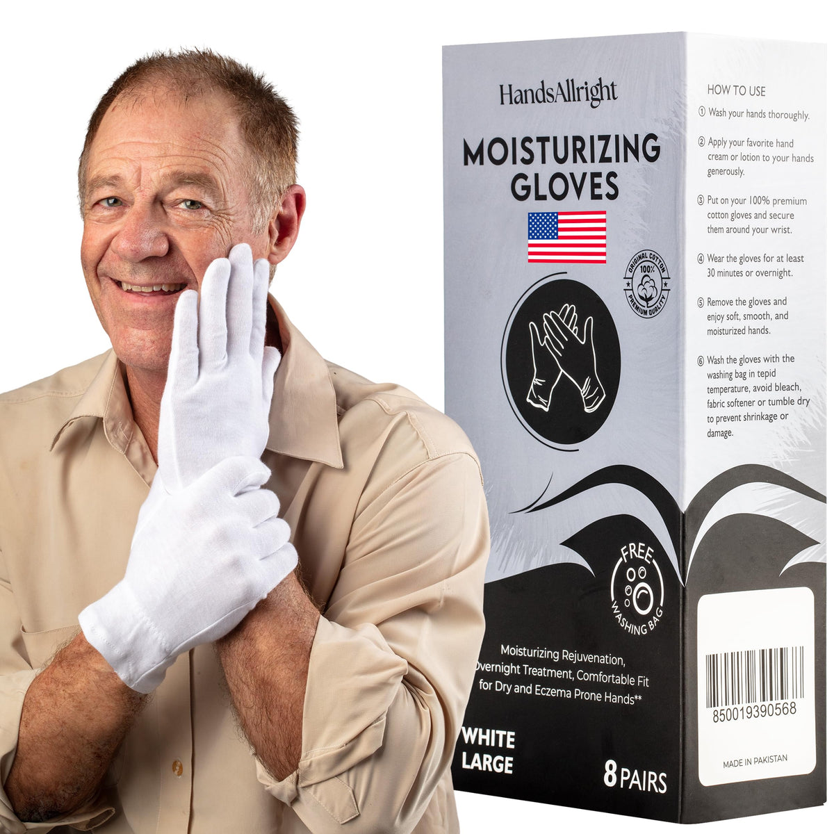 HandsAllright night-use gloves promote gentle hydration, enhancing moisturizing cream absorption.