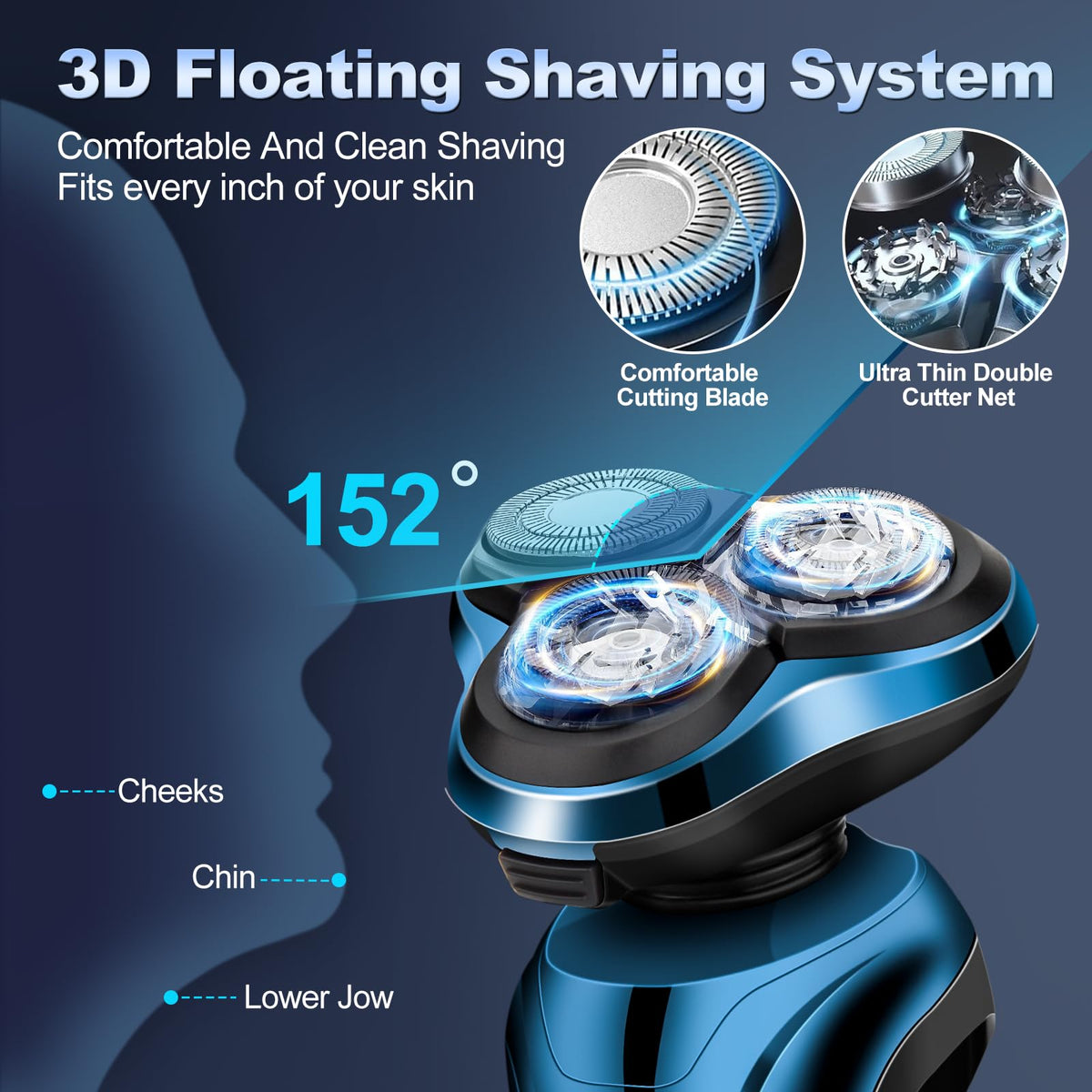 Handsomeface razor with LED display and cordless operation for easy battery checks