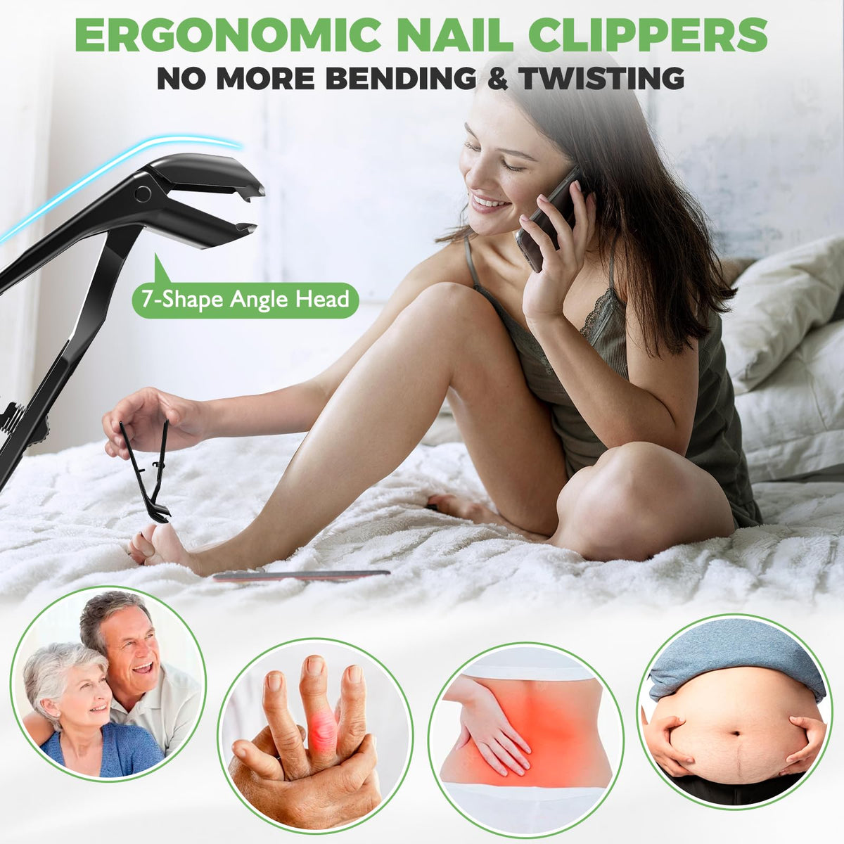 HANDWENG 360° rotating nail clippers offering flexible angles for comfortable trimming