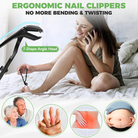 HANDWENG 360° rotating nail clippers offering flexible angles for comfortable trimming
