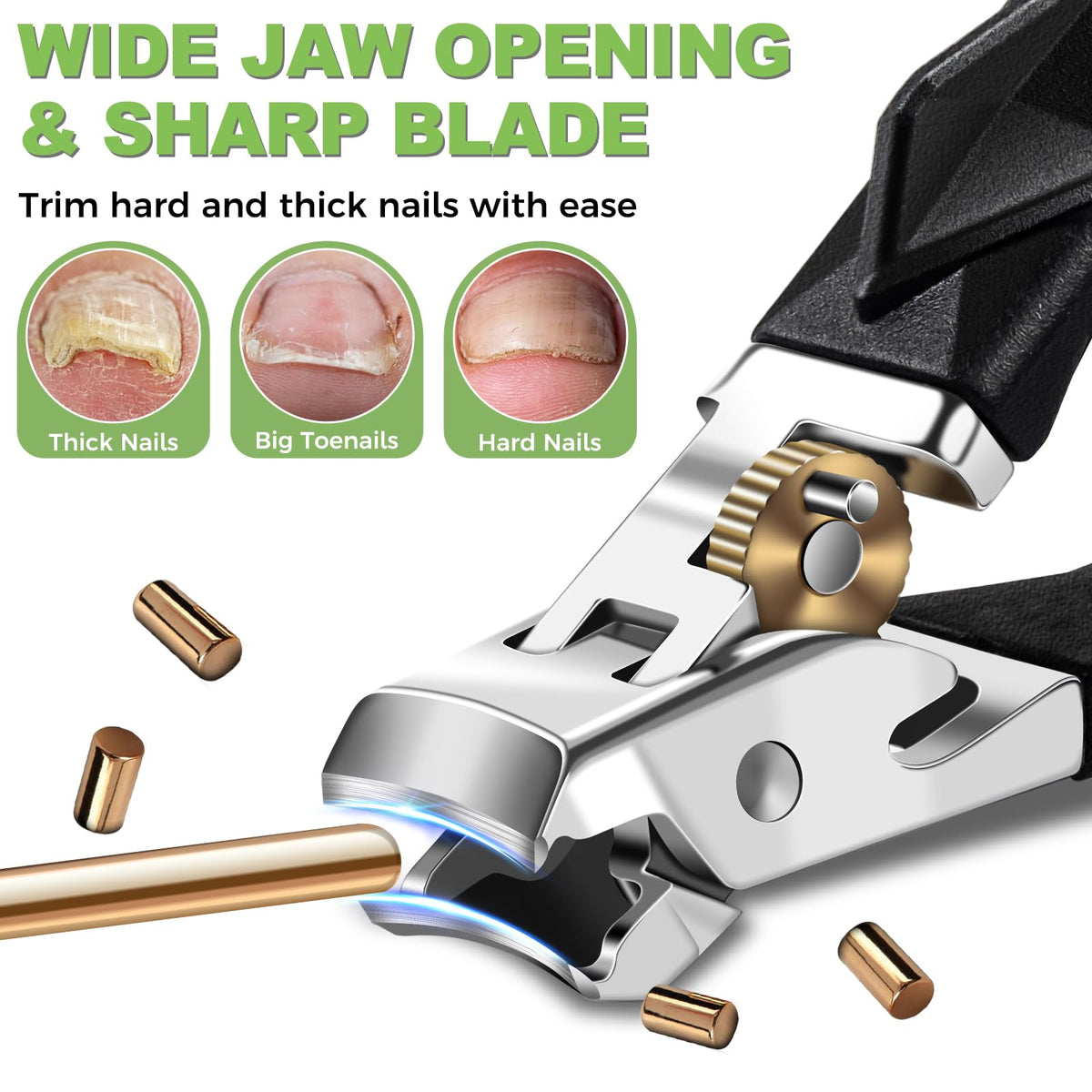 HANDWENG slanted nail clippers designed to follow natural nail shape for precise cuts.