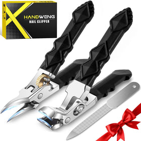 HANDWENG toenail clippers with angled head for precise edge visibility and confident trimming.