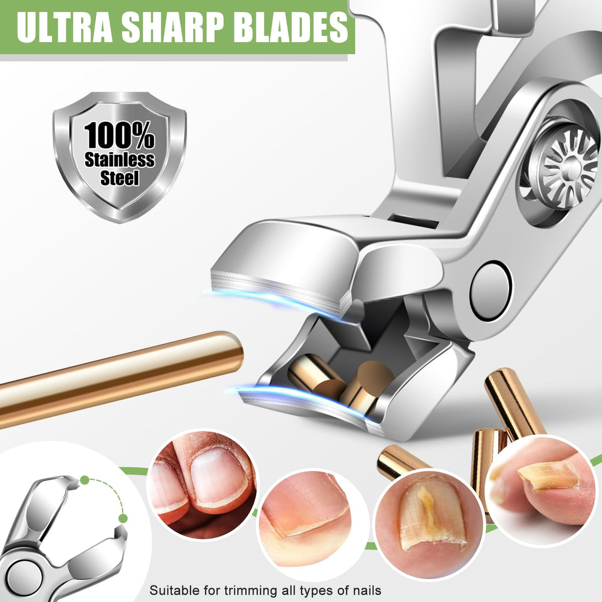 HANDWENG toe clippers with wide jaw aid thick nails and easy opening.