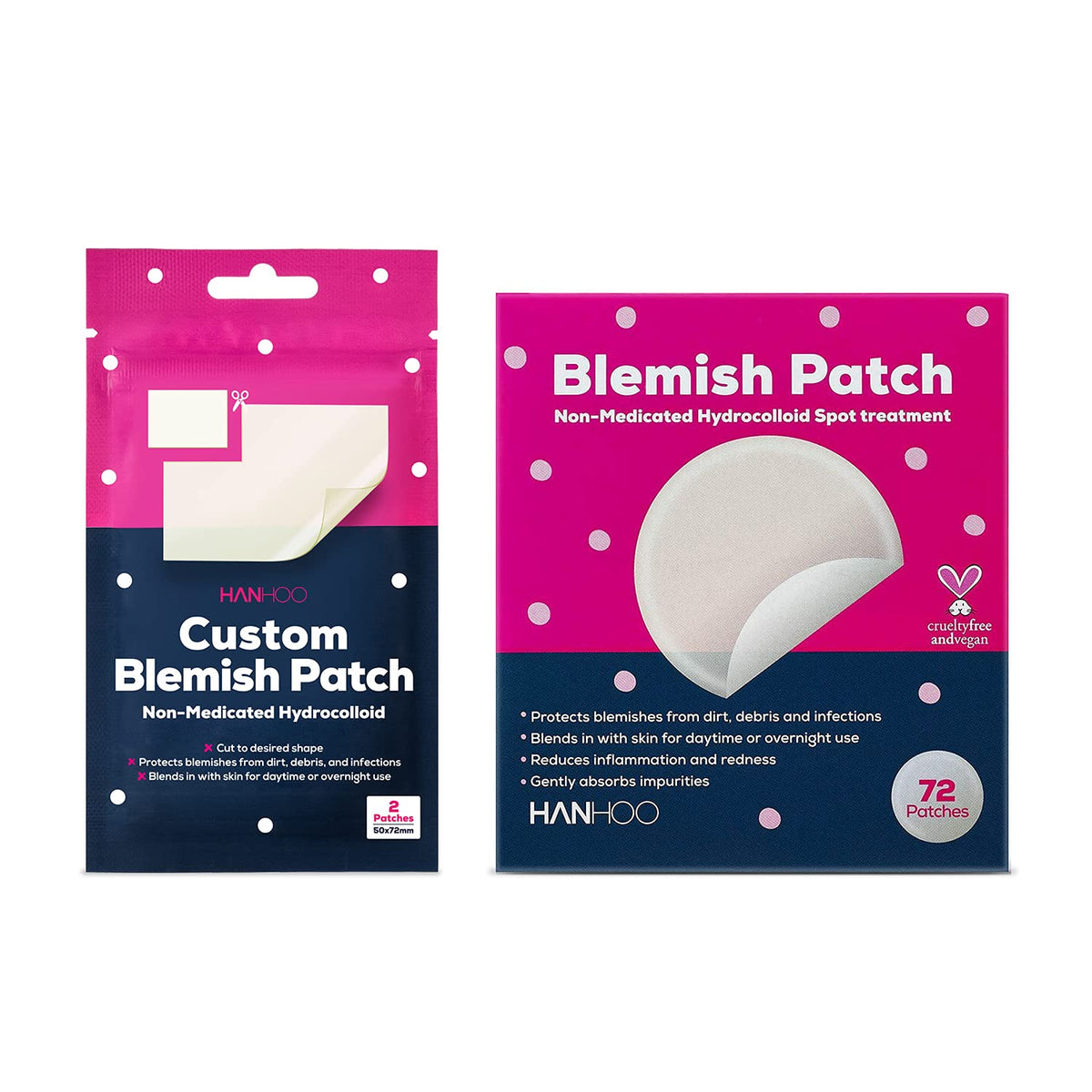 HANHOO Custom Blemish Patch covers large clusters on chin and jaw for discreet healing.