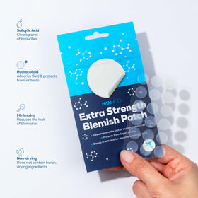 Hanhoo hydrocolloid patch covers blemish while absorbing excess fluid