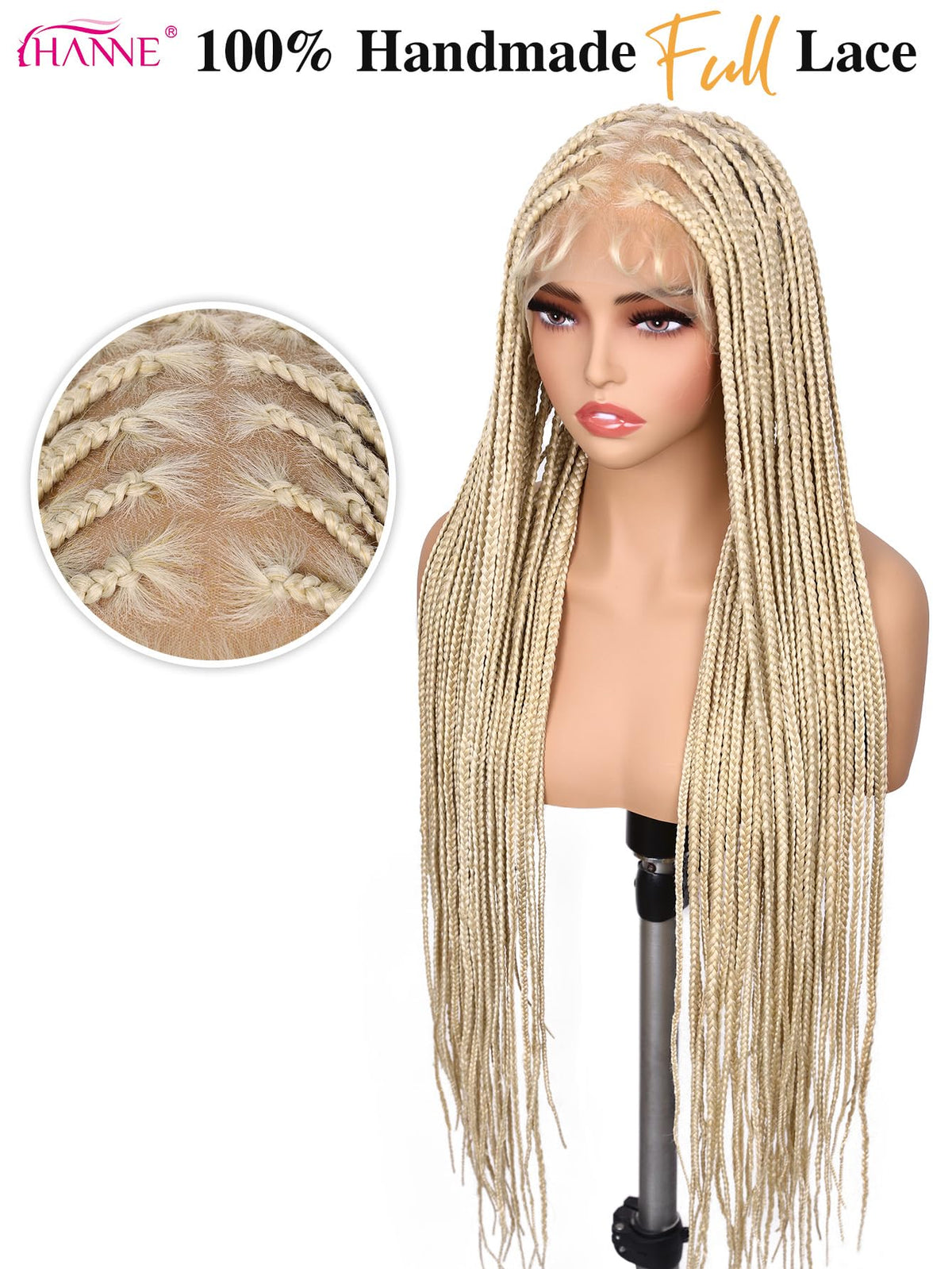 HANNE 34-inch knotless box braids for sleek, long-length style.