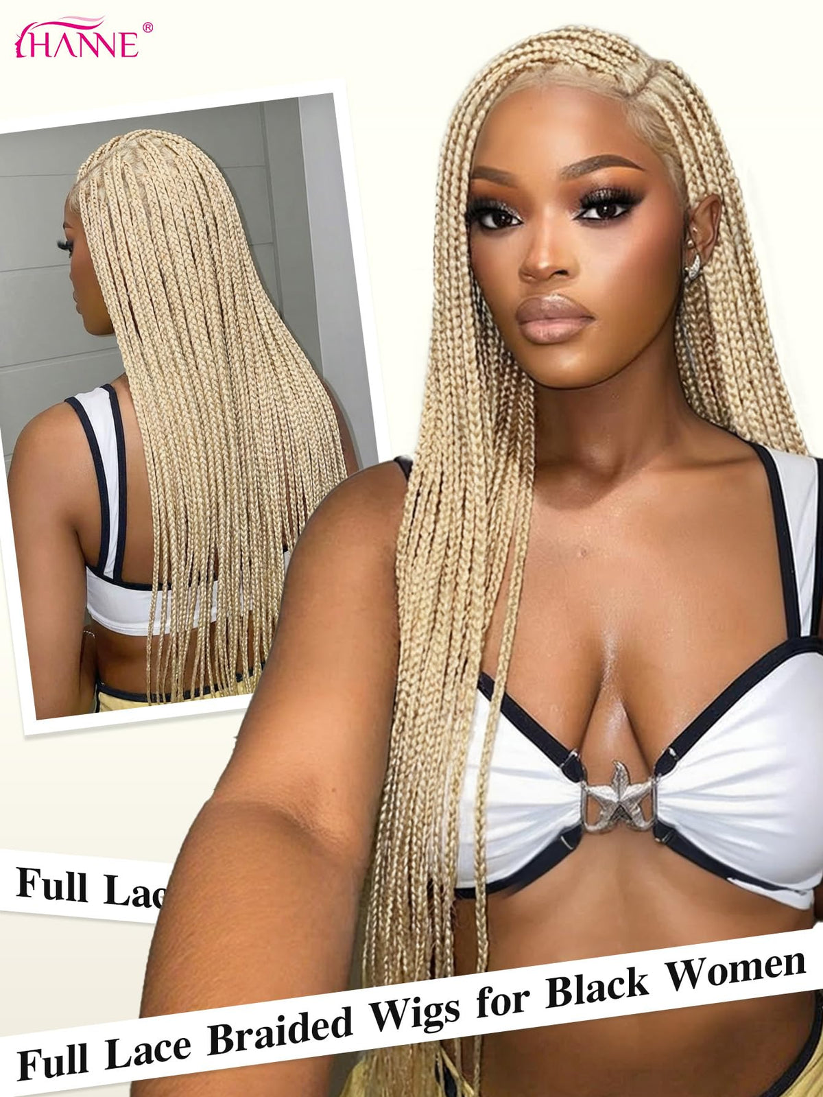 HANNE blonde color wig offers bright, modern aesthetic.