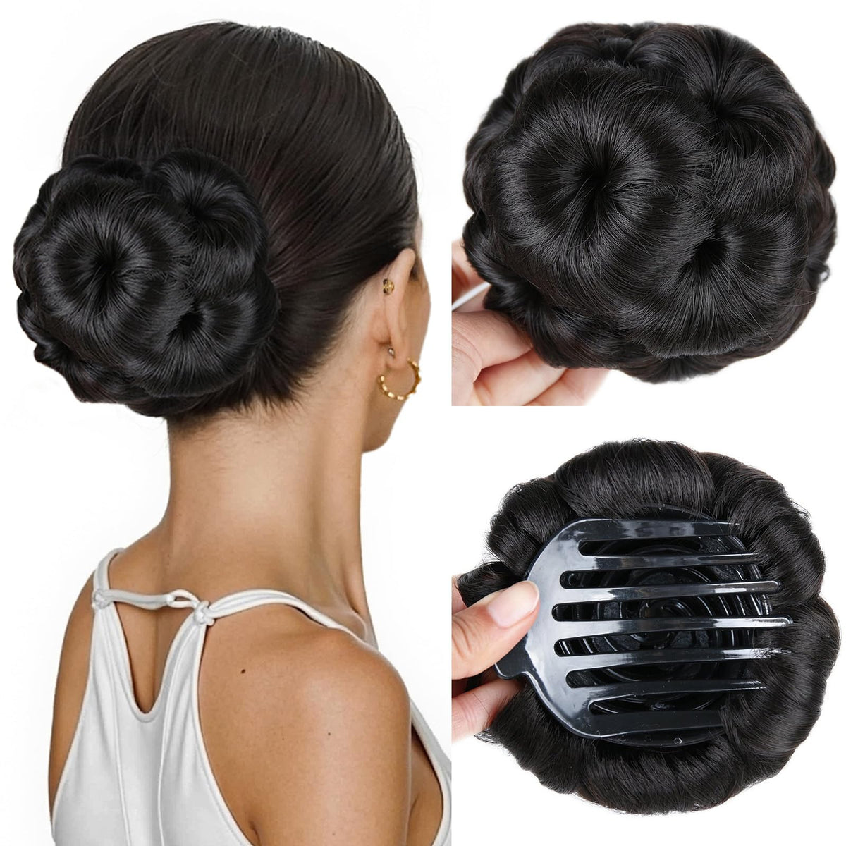 HANNE natural black chignon piece for seamless bun