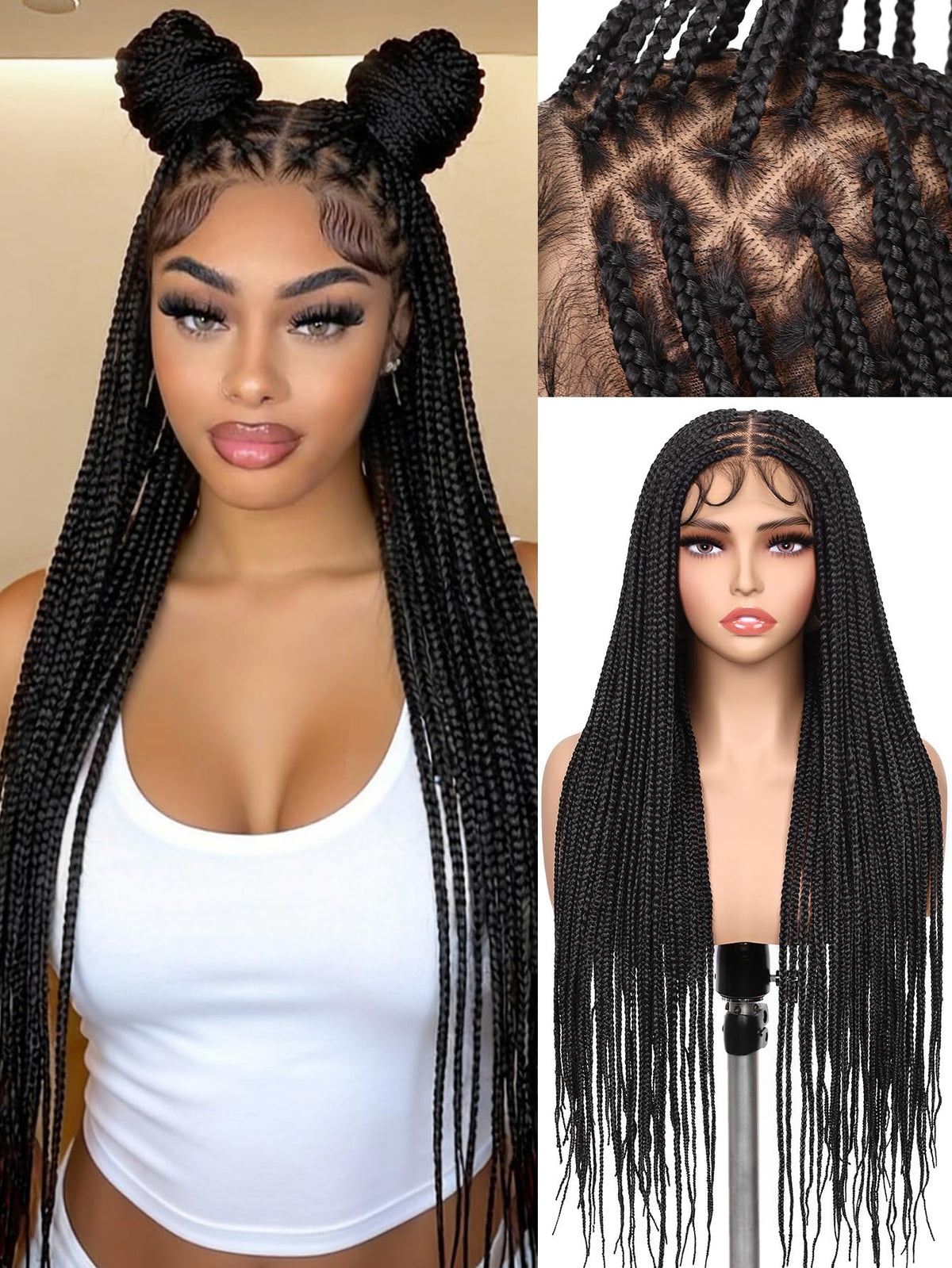 HANNE real full lace braided wig with 34-inch length for natural look.