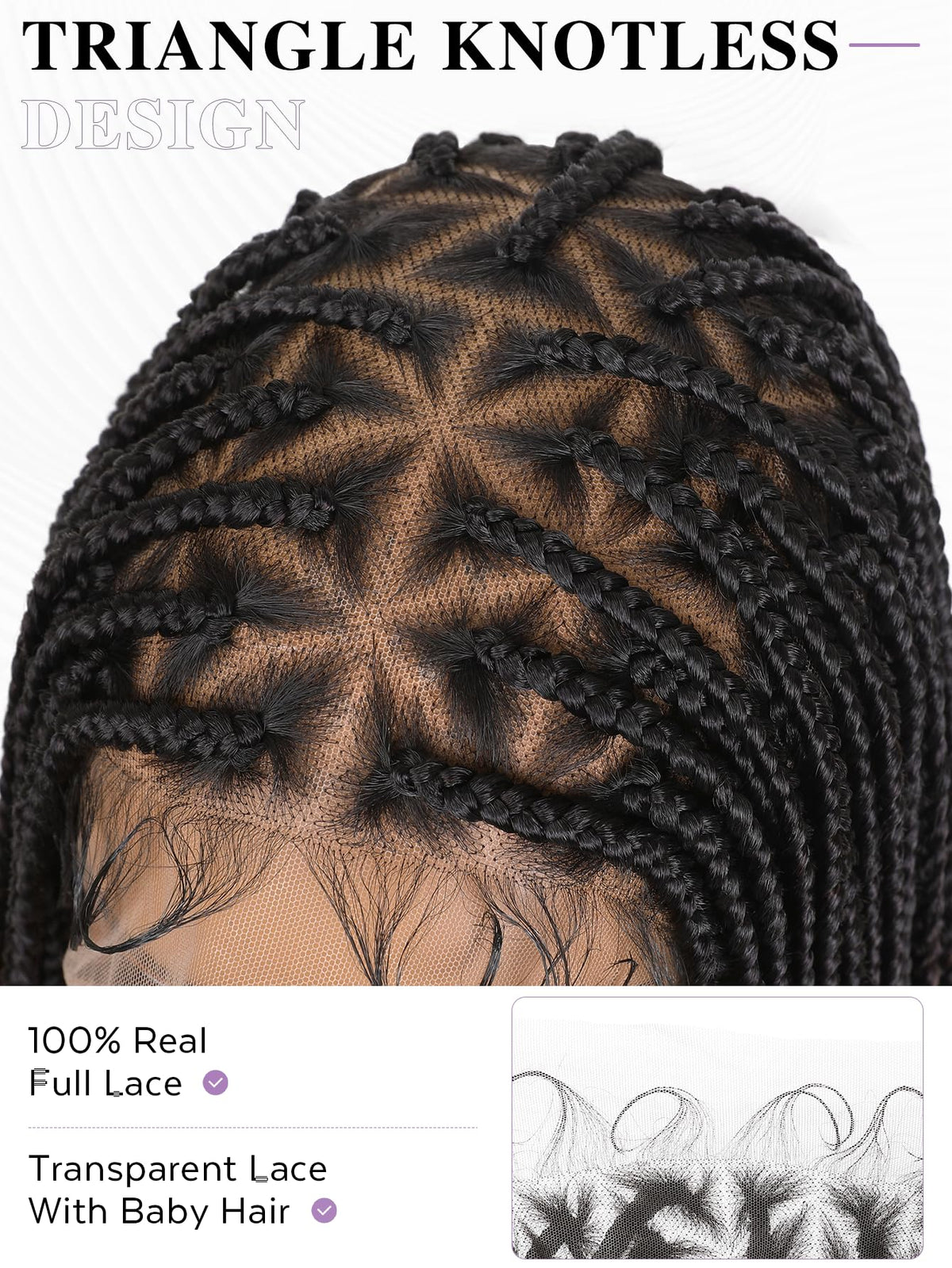 HANNE triangle design box braid wig adds eye-catching texture for photos.