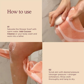 HANNI shower scarf soap lather boosts cleansing and skincare prep