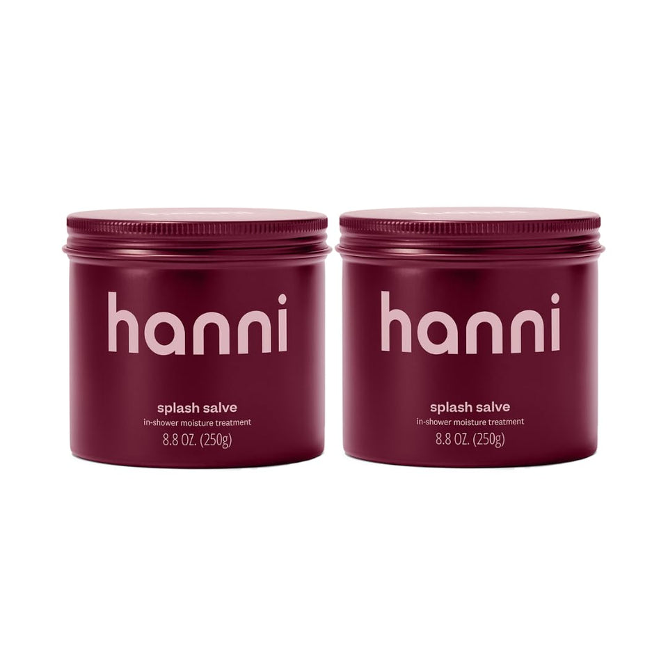 HANNI Splash Salve bottle close-up for in-shower hydration and nourishment