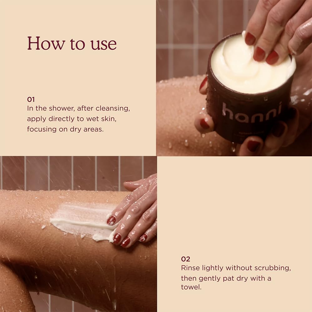 HANNI Splash Salve massaged into skin for soft, supple results