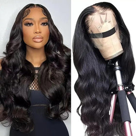 HANSAMU body wave lace front wig for a natural look.