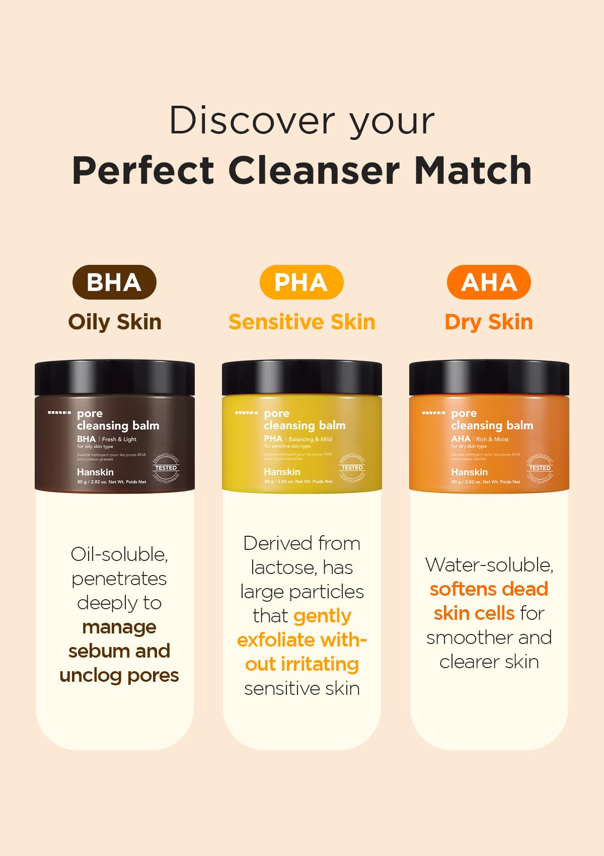 Hanskin BHA Pore Cleansing Balm nourishes skin with jojoba and sunflower oils during cleansing.