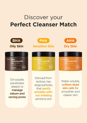 Hanskin BHA Pore Cleansing Balm nourishes skin with jojoba and sunflower oils during cleansing.