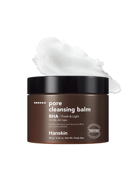 Hanskin BHA Pore Cleansing Balm solid form dissolves makeup for oily and congested skin.