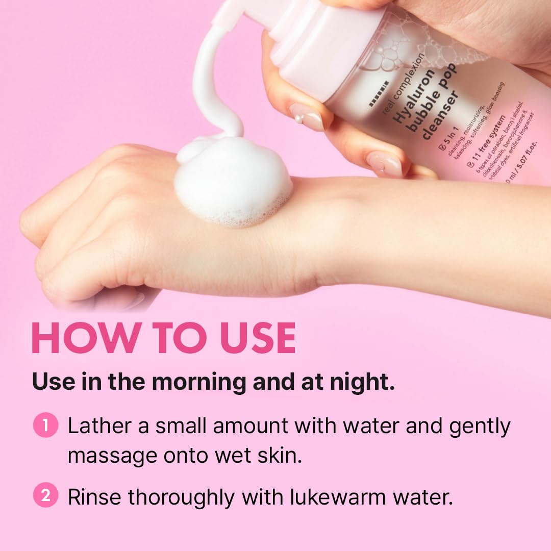 Hanskin Hyaluron Bubble Pop Cleanser green-grade formula with plant-based surfactants.