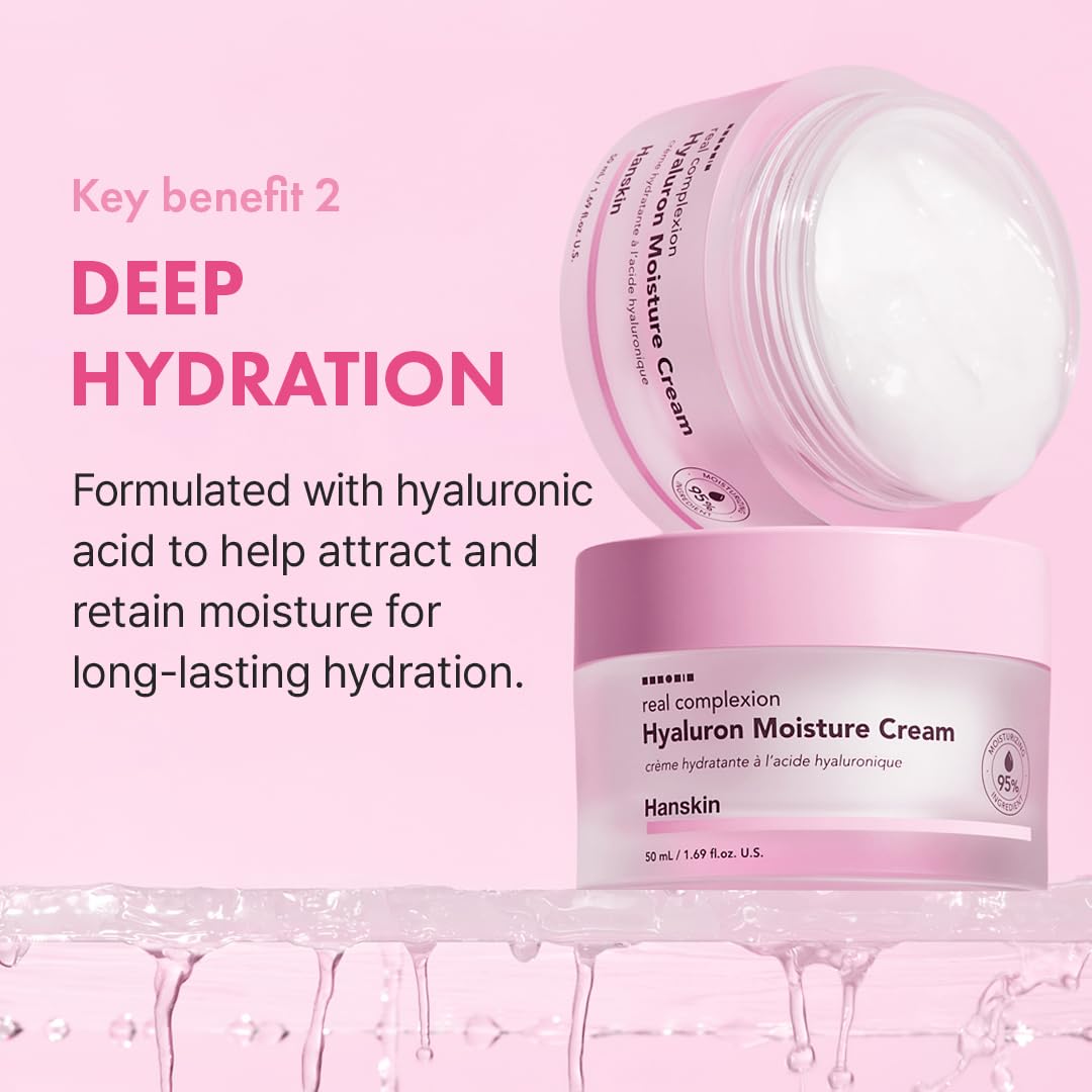 Hanskin Real Complexion hyaluronic blend graphic shows barrier support.