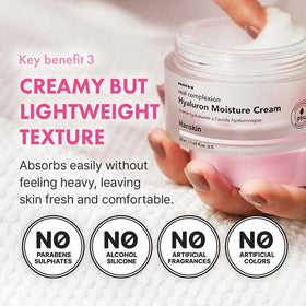 Hanskin Real Complexion lightweight cream demonstrates fast absorption.