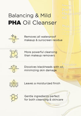 Hanskin PHA Pore Cleansing Oil mini set removes waterproof makeup without eye irritation.