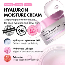 Hanskin Real Complexion Hyaluronic Moisture Cream jar with swirl for smooth moisture.
