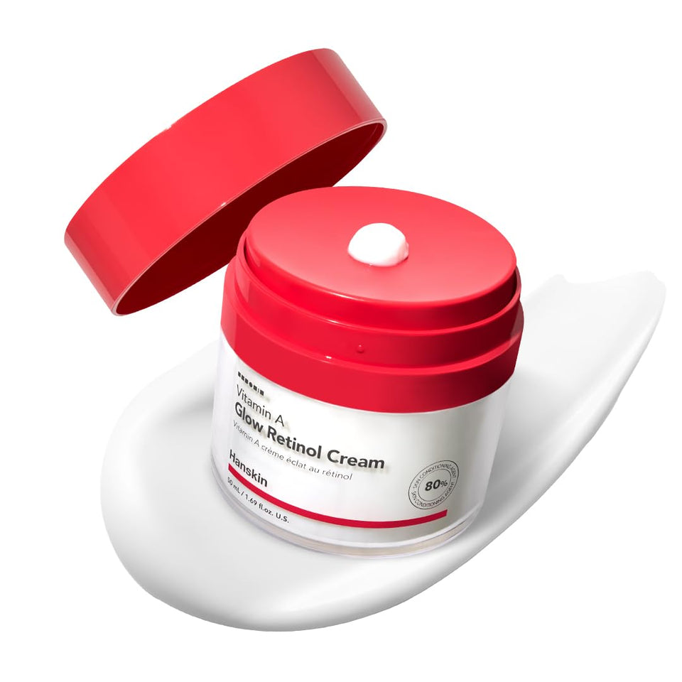 Hanskin retinol cream bottle close-up for anti-aging skincare routine
