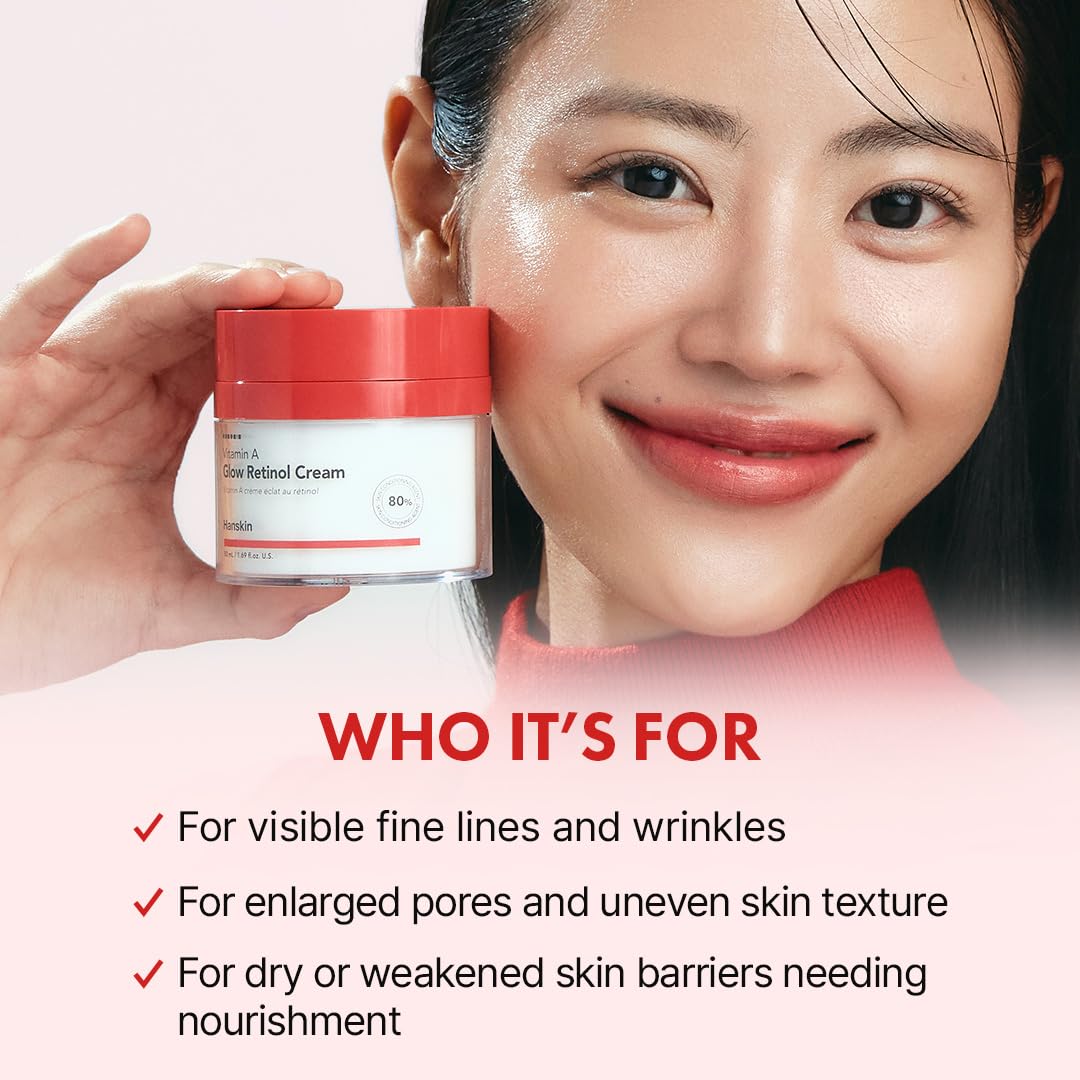 Hanskin retinol cream packaging displayed on a clean vanity