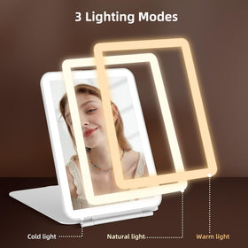 Hansong LED mirror showing three color modes for versatile lighting.